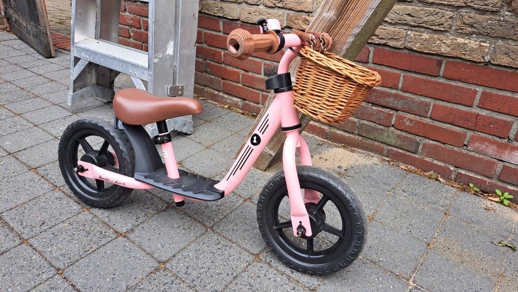 Roze Bandits and Angels loopfiets met mandje, Fietsen en Brommers, Ophalen, Gebruikt, Minder dan 16 inch