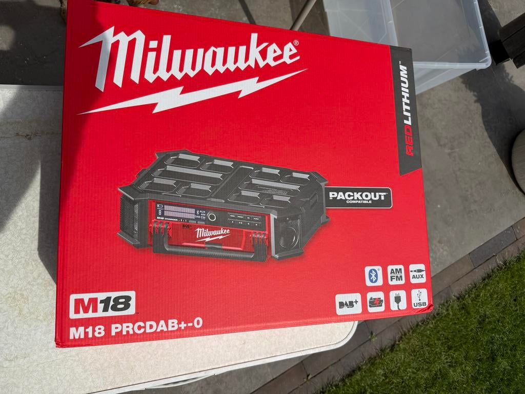 Nieuwe Milwaukee M18 PACKOUT Radio DAB+ Bouwradio, Audio, Tv en Foto, Radio's, Ophalen of Verzenden, Nieuw, Bouwradio
