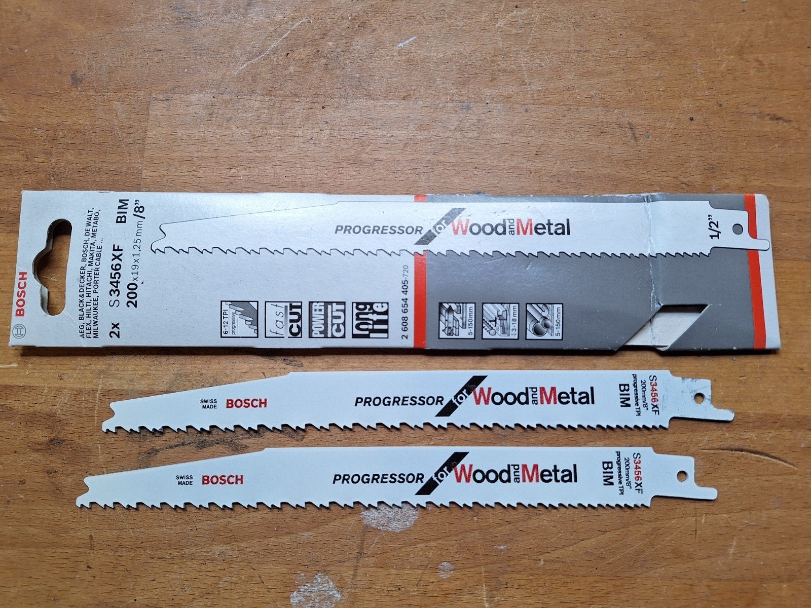 Bosch Progressor Zaagbladen S3456XF voor Hout en Metaal, Ophalen, 70 mm of meer, Nieuw, Reciprozaag