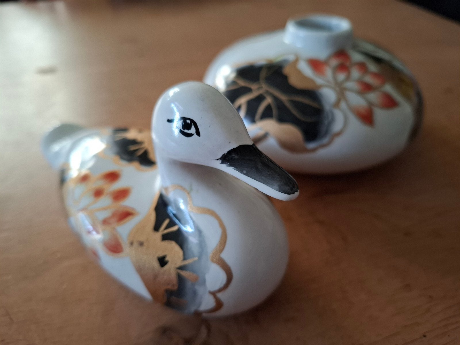 Vintage Japanse porseleinen eend en vaasje, Ophalen of Verzenden