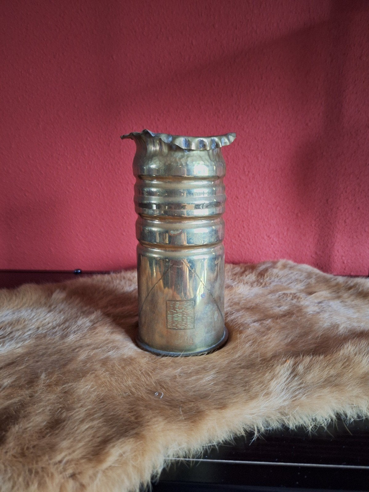 Decoratieve granaathuls - messing vaas - 17 cm hoog, Ophalen of Verzenden