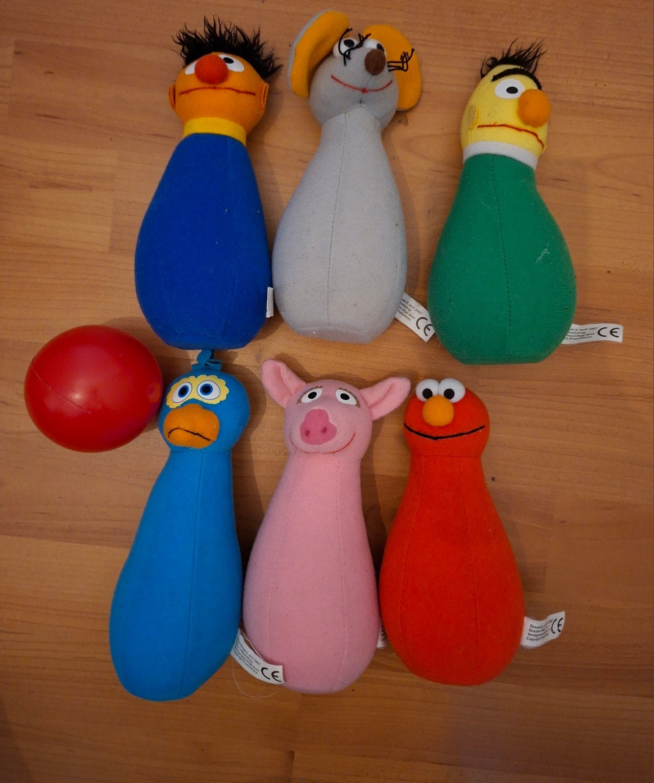 Sesamstraat Bowling Set - 6 Knuffels en Bal, Ophalen of Verzenden, Gebruikt, Jongen of Meisje