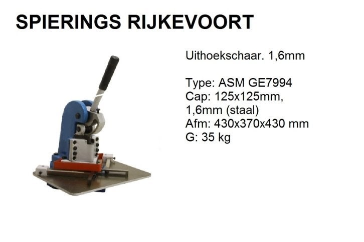 Uithoekschaar  uithoeker 125 x 125 mm Spierings, Doe-het-zelf en Verbouw, Niet ingevuld, Niet ingevuld, Nieuw, Ophalen of Verzenden