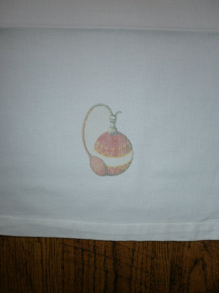 Vintage gastendoekje met parfumflesje, Ophalen of Verzenden, Zo goed als nieuw, Miniatuur