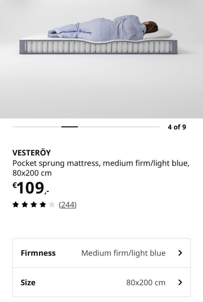 IKEA Vesteröy matras 80x200 cm, Ophalen, Eenpersoons, Zo goed als nieuw, 80 cm