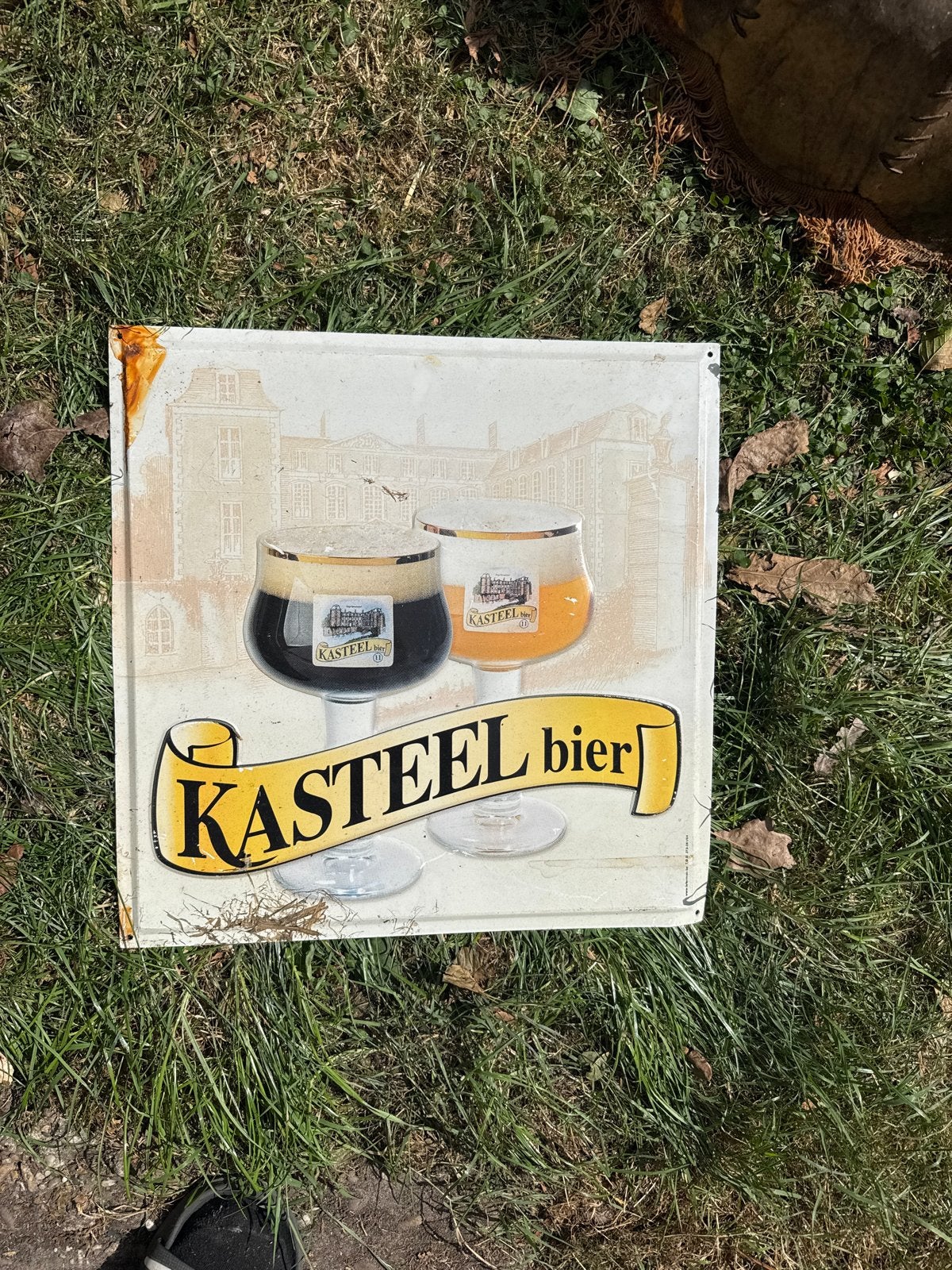 Vintage Kasteel Bier Reclamebord - Emaille Look, Ophalen