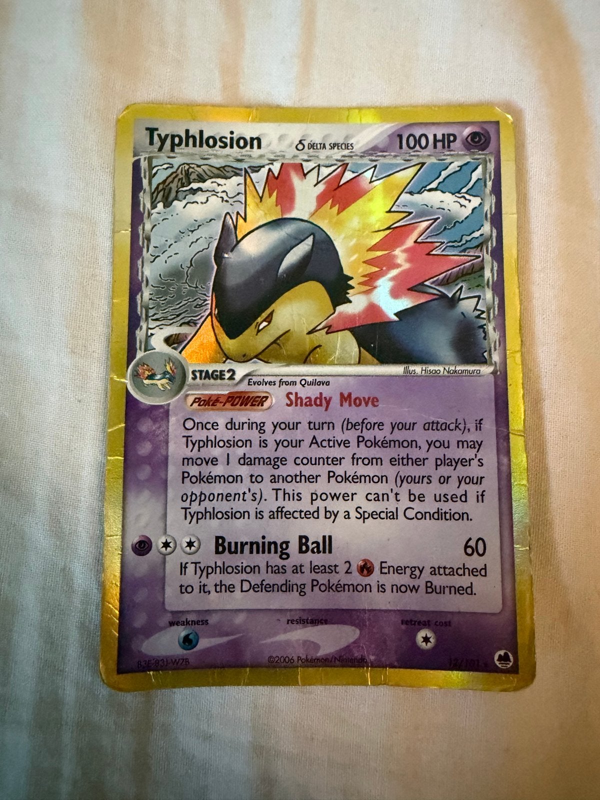 Typhlosion δ Delta Species Pokémon Kaart 12/113 Holo, Verzenden, Gebruikt, Losse kaart, Foil
