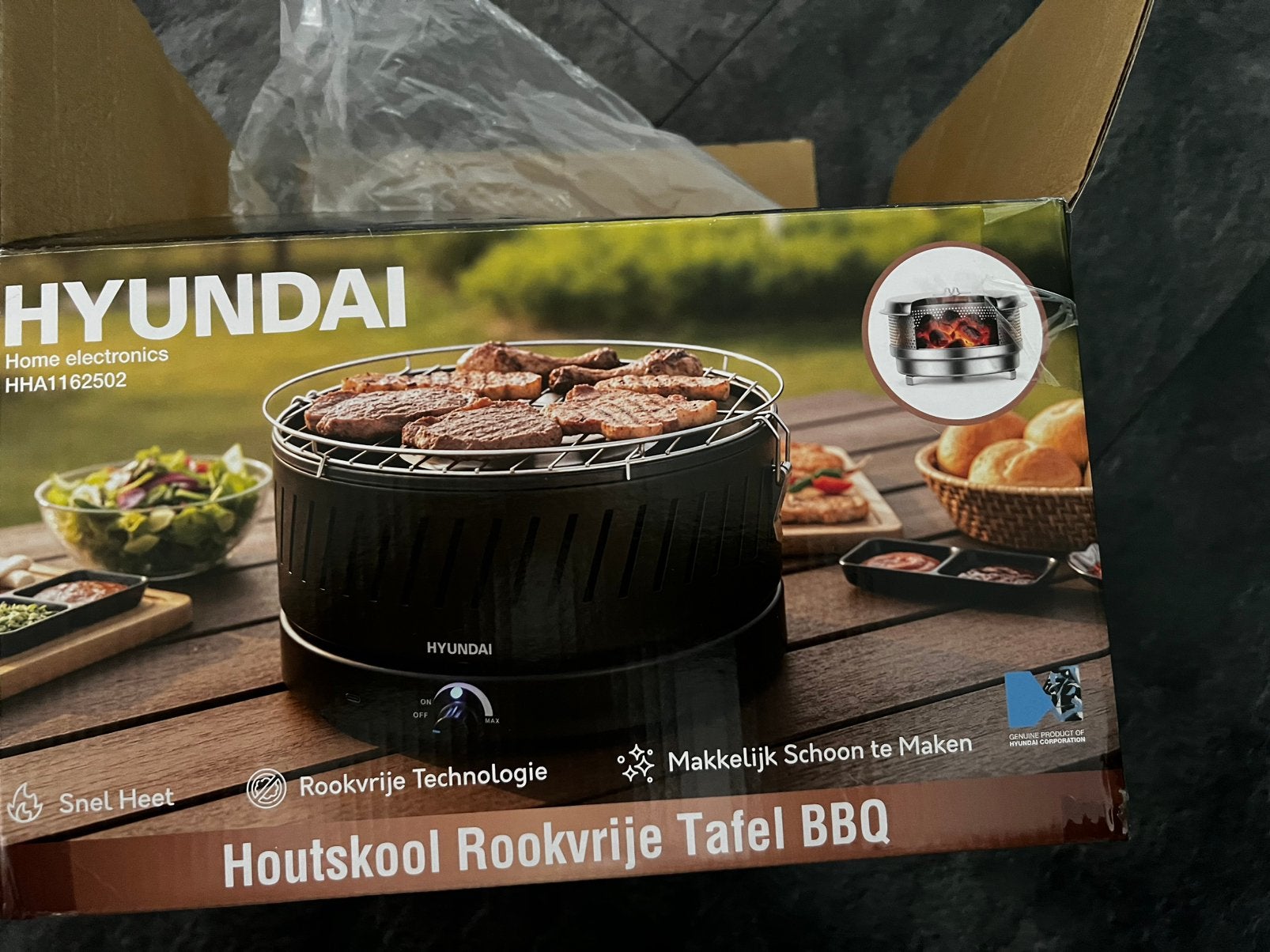 Nieuwe rookvrije tafel BBQ van Hyundai, Ophalen of Verzenden, Nieuw, Met accessoires