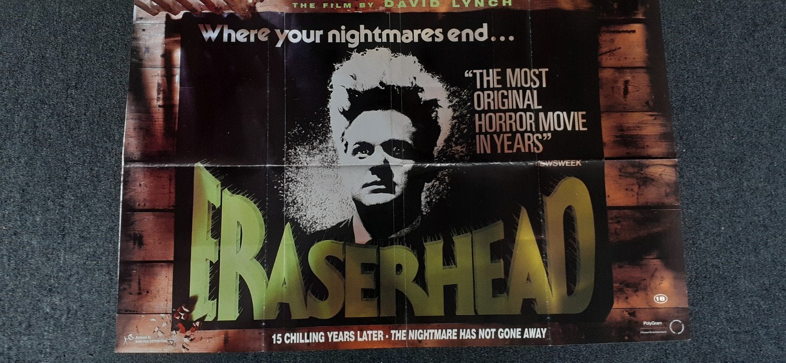 David Lynch Eraserhead poster uit 1992, Ophalen of Verzenden, Gebruikt, Film, Poster