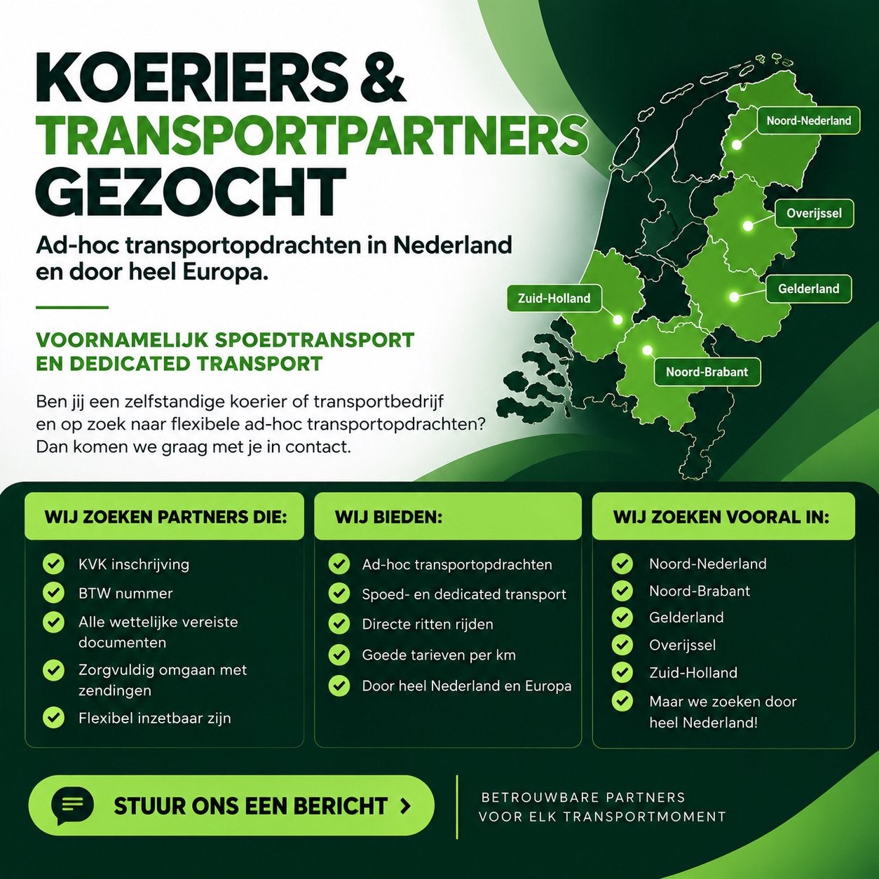 ZZP KOERIERS GEZOCHT, Variabele uren, Overige niveaus, Freelance of Uitzendbasis