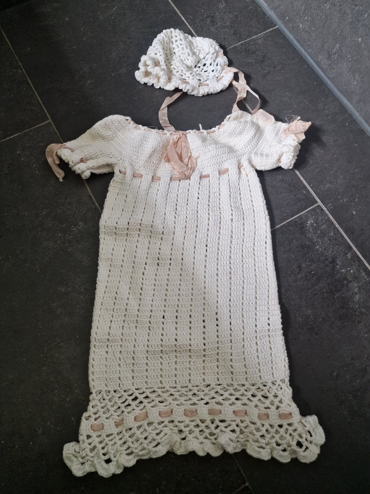 Vintage Handgemaakte Witte Gehaakte Babydoopjurk, Ophalen of Verzenden, Gebruikt, Handgemaakt, Meisje