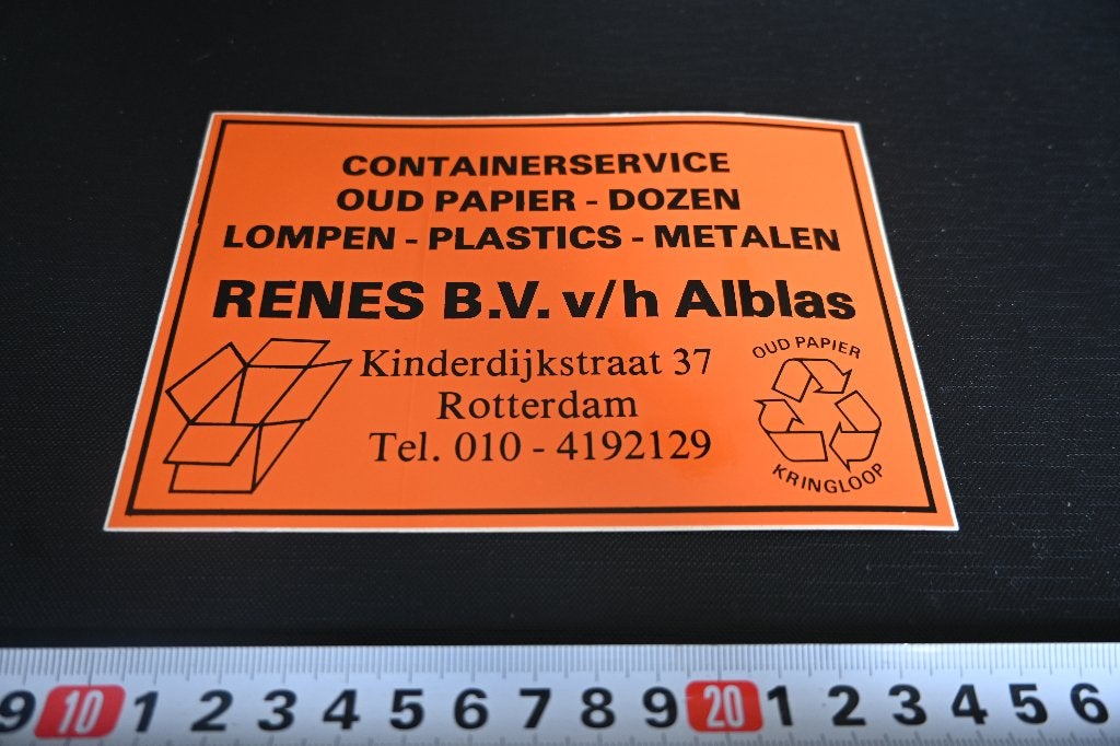 sticker Rotterdam RENES BV v/h Alblas Kinderdijkstraat 37 *, Ophalen, Zo goed als nieuw
