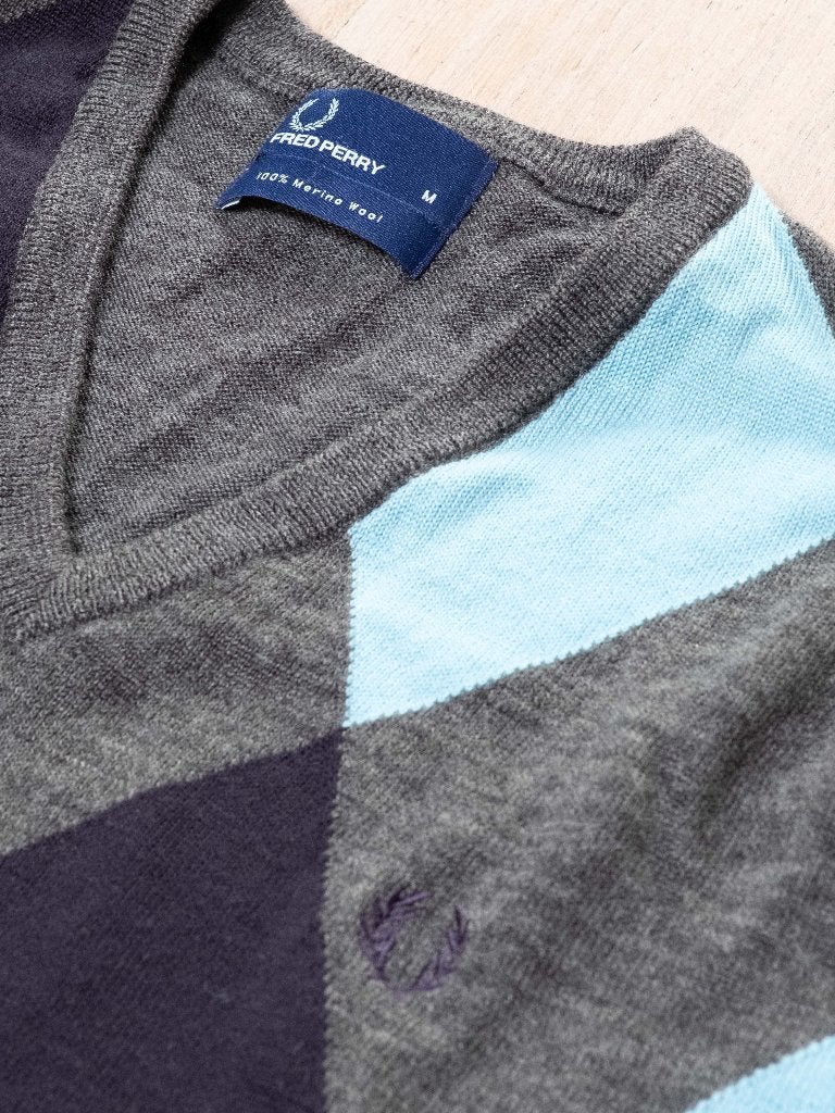 Fred Perry 100% Merino wollen V-hals trui, maat M , Maat 48/50 (M), Ophalen of Verzenden, Fred Perry, Grijs
