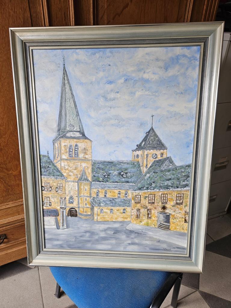 Schilderij van J. Paas - Kerkgebouw HEERLEN, Ophalen of Verzenden