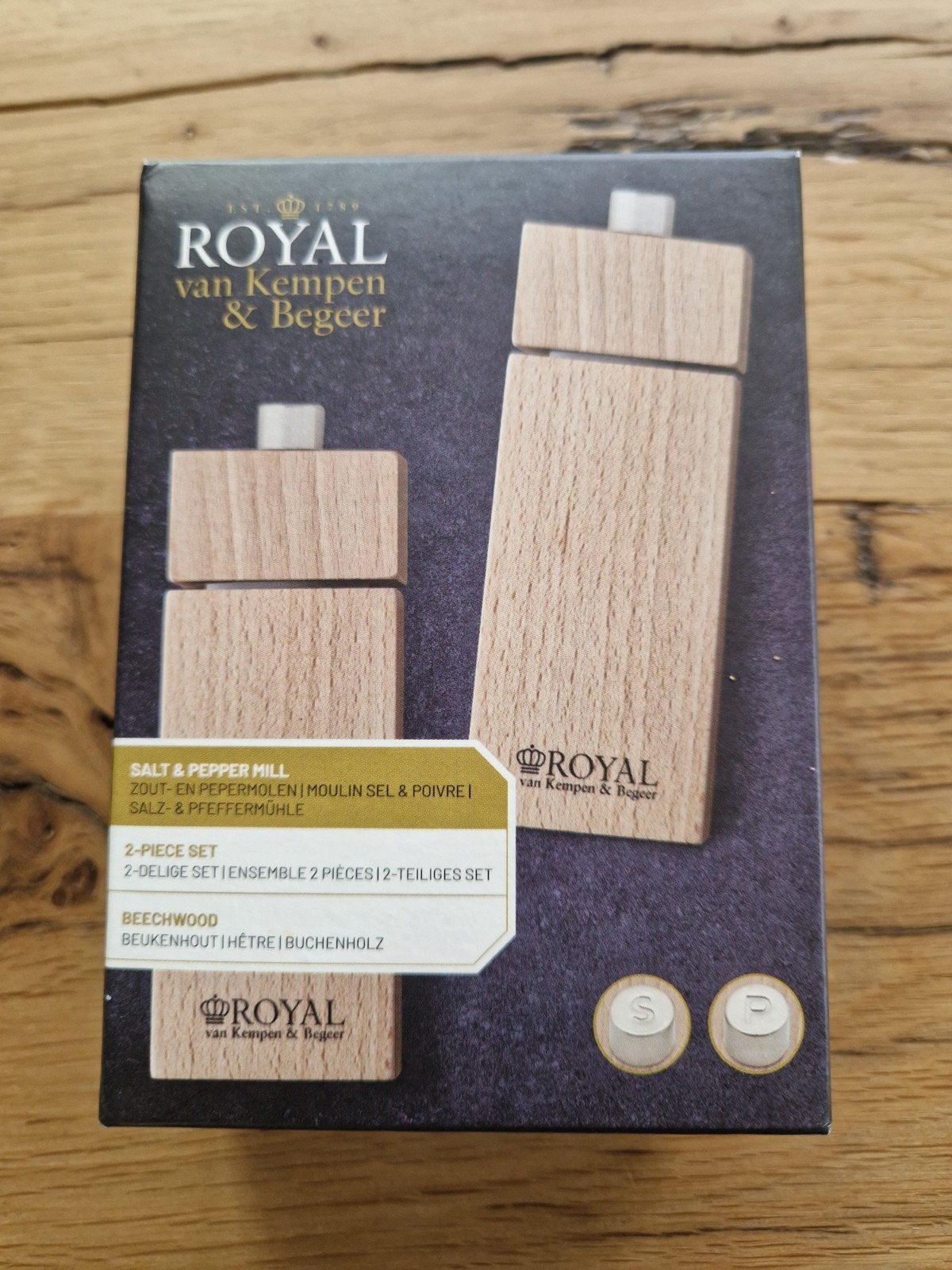 Nieuw Royal van Kempen & Begeer peper- en zoutstel, Ophalen, Nieuw, Hout, Overige merken