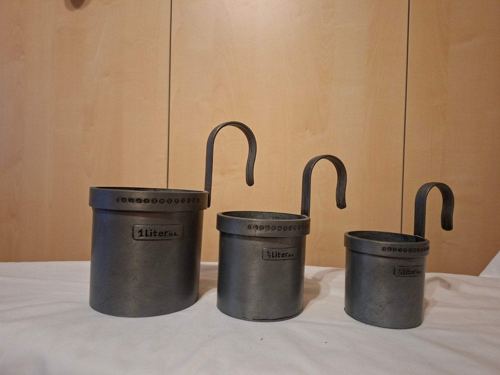 Vintage Tinnen Maatbekers Set, Antiek en Kunst, Ophalen of Verzenden