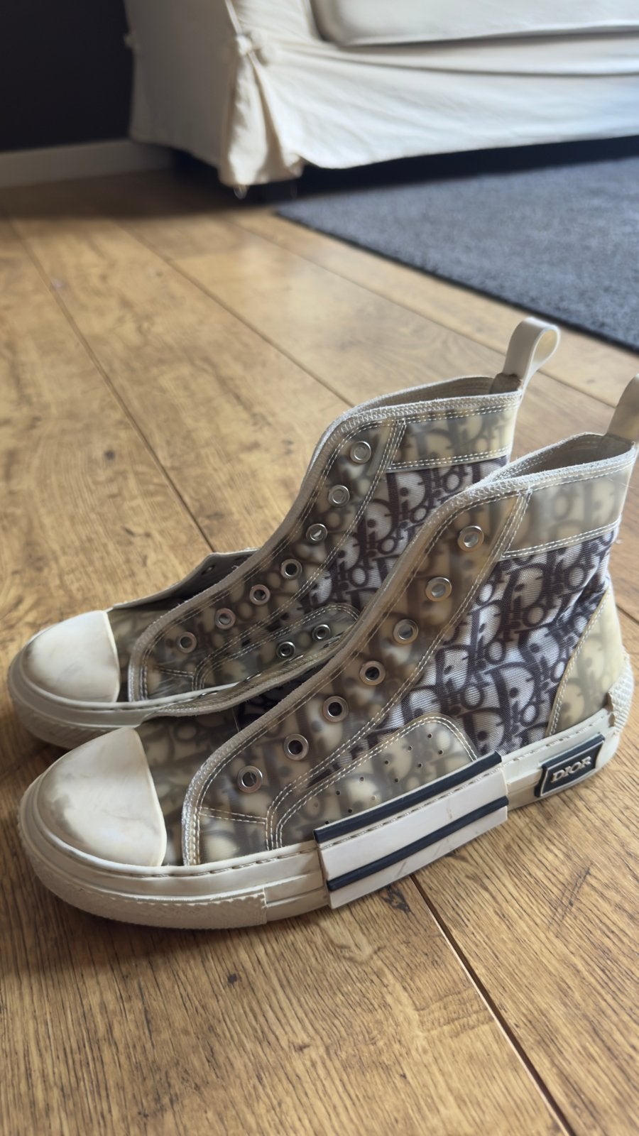 Dior B23 High-Top Sneakers Oblique Canvas Maat 40, Ophalen of Verzenden, Gedragen, Beige, Sneakers of Gympen