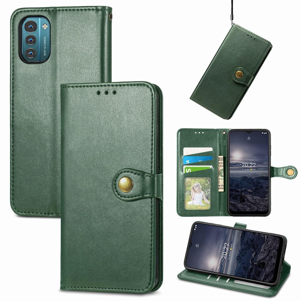 Luxe Wallet Case+Screenprotector voor Nokia G21 / G11 _Groen, Verzenden, Nieuw, Hoesje of Tasje