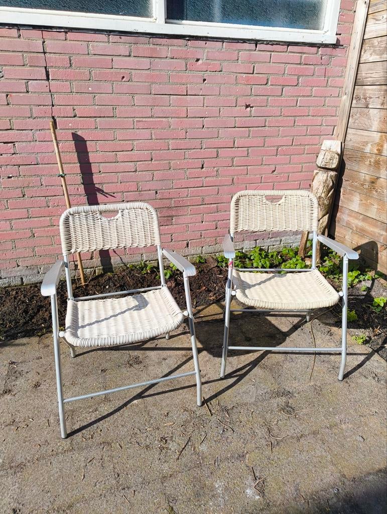 Vintage design rieten klapstoelen, Ophalen, Twee