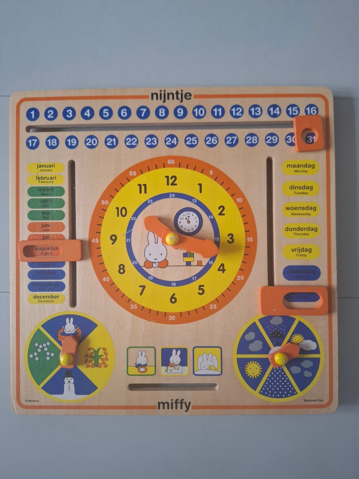 Nijntje klok/kalender - educatief speelgoed, Ophalen of Verzenden, Gebruikt, Taal en Lezen