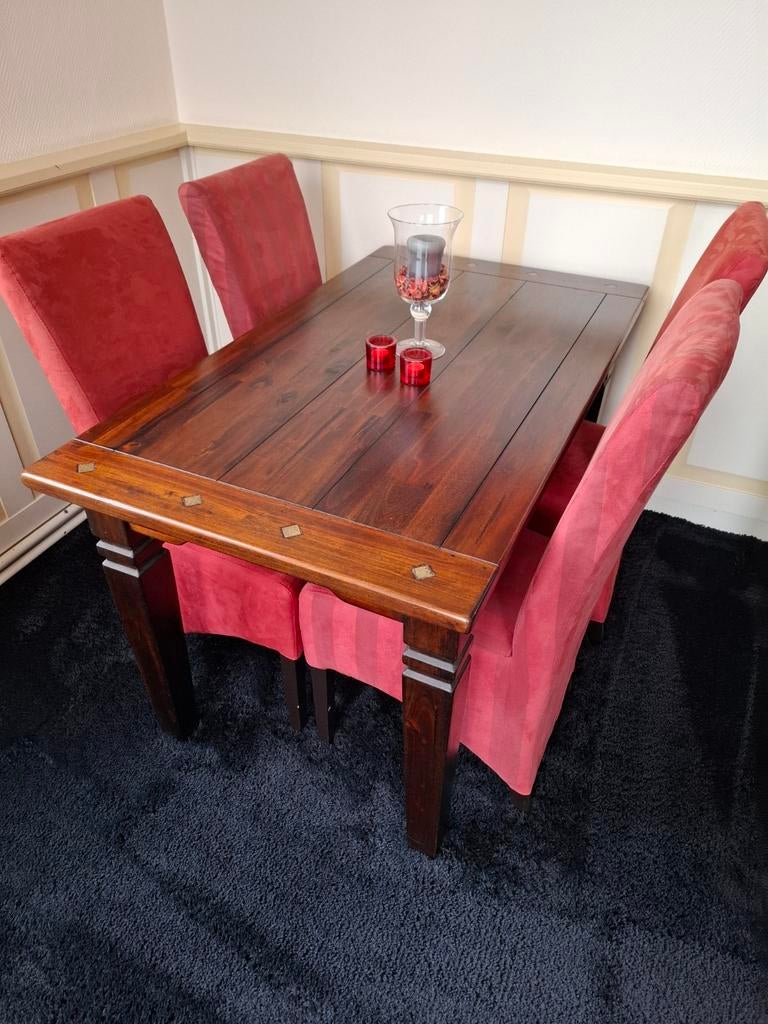 Eettafel met 5 stoelen, Huis en Inrichting, Tafels | Eettafels, Ophalen, Gebruikt, 100 tot 150 cm, 50 tot 100 cm