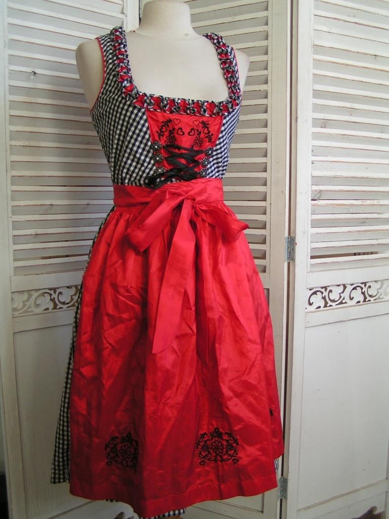 tiroler dirndl jurk en schort maat 36 nr RR 957, Verzenden, Zo goed als nieuw, Maat 36 (S), Overige thema's