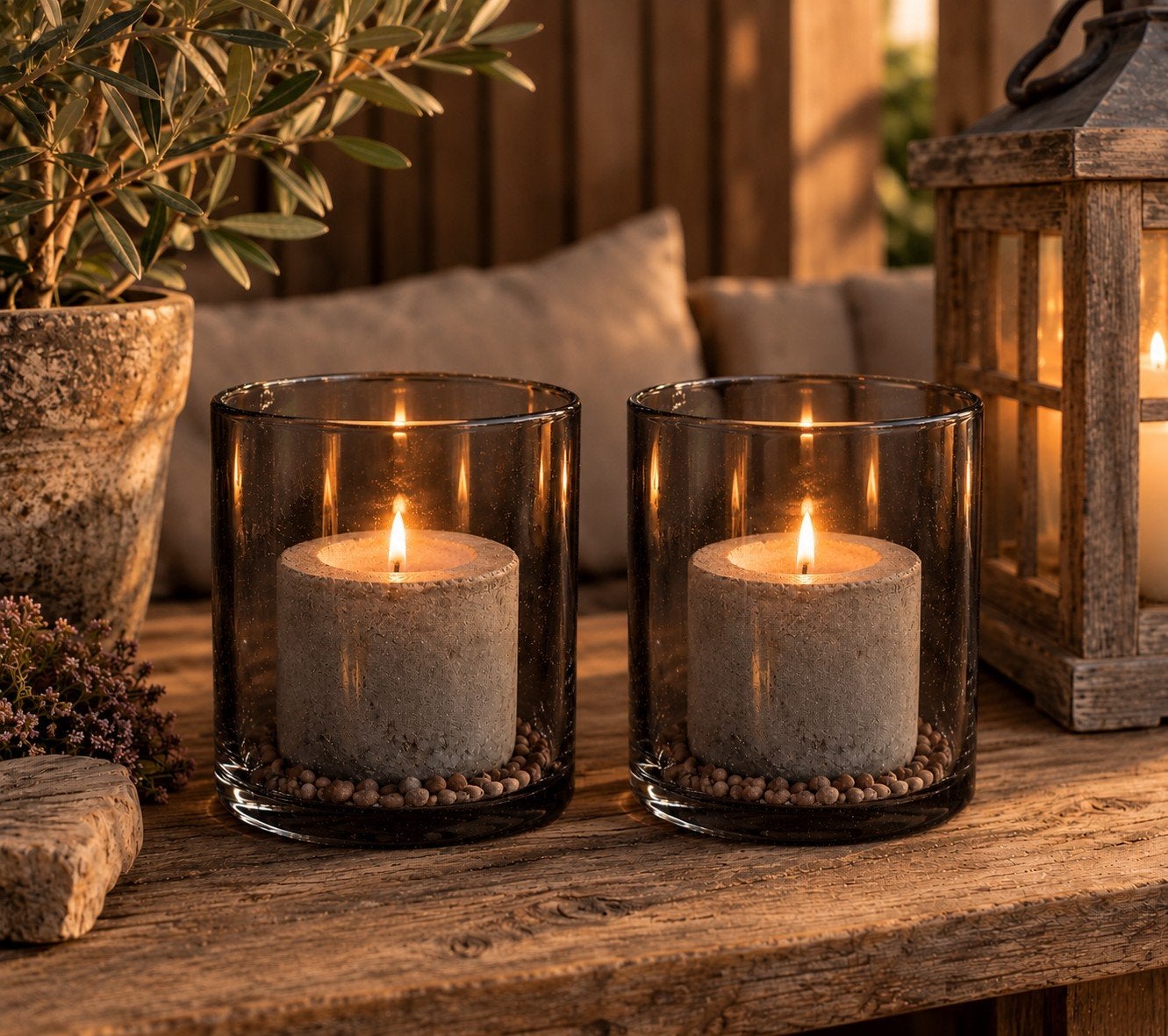 2x Windlicht zwart glas - sfeervol en nieuw, Windlicht, Zwart, Nieuw, Ophalen of Verzenden