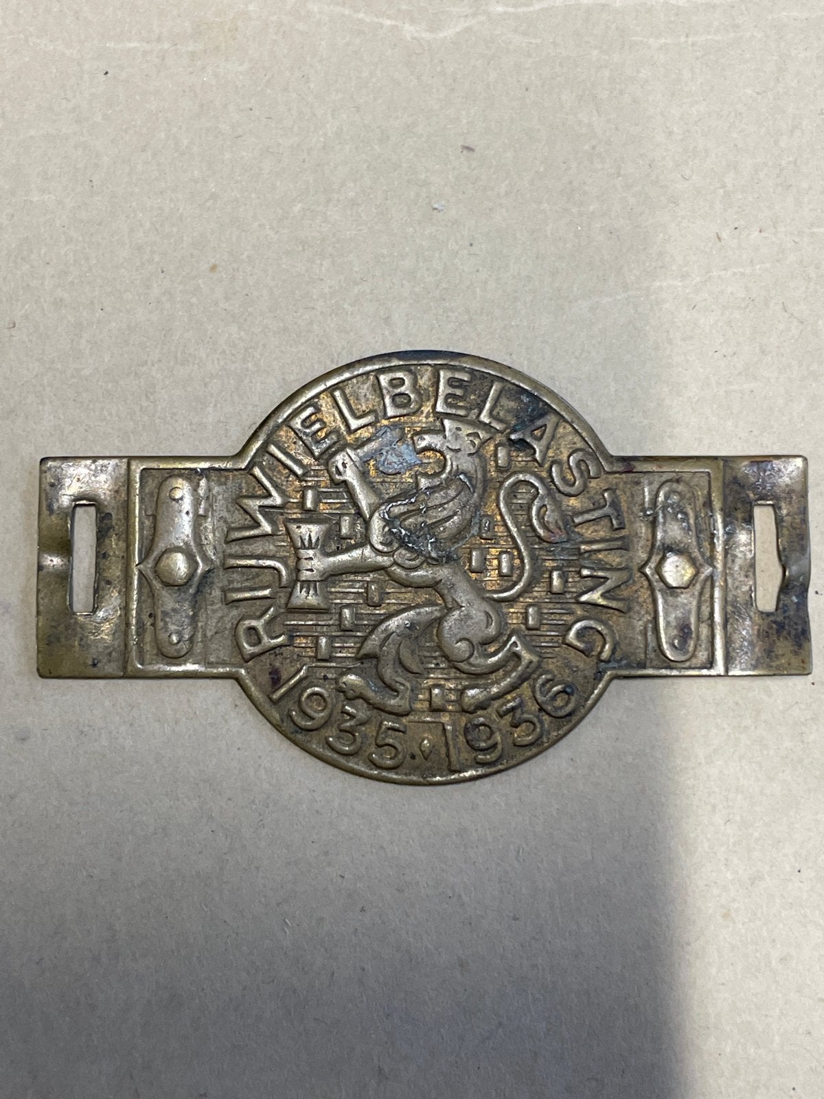 Antieke Nederlandse Rijwielbelasting plaat 1935-1936, Verzamelen, Ophalen of Verzenden, Gebruikt