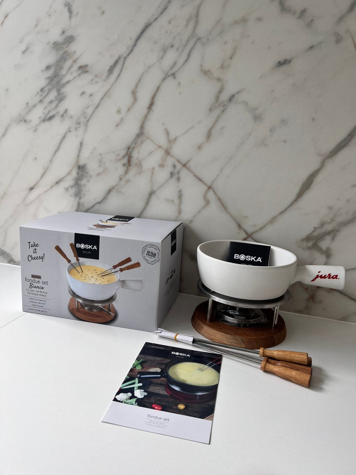 BOSKA BIANCO NIEUW IN DOOS FONDUE SET FONDUESET, Witgoed en Apparatuur, Fonduesets, Ophalen of Verzenden, Nieuw, Brander, Fondueset