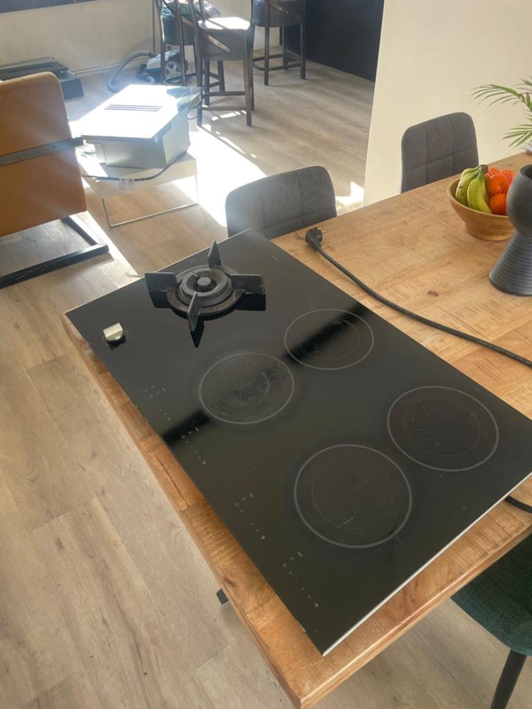 Inductieplaat met gaspit, Ophalen, Vrijstaand, Inductie, 4 kookzones