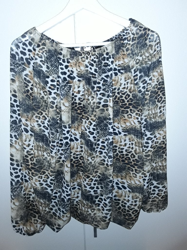 Made in Italy Bruin/Beige Panter Print Zebra Blouse Maat XL, Made in Italy, Beige, Maat 46/48 (XL) of groter, Ophalen of Verzenden