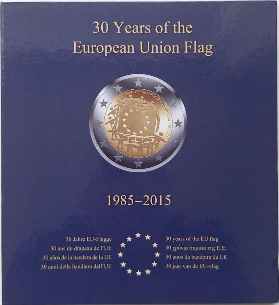 Collectie 2 euromunten 2015 - 30 jr EU Vlag - PRESSO album, Postzegels en Munten, Munten | Europa | Euromunten, Verzenden, Overige landen
