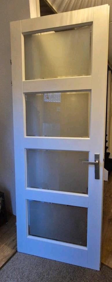 Gratis binnendeur met glas, Doe-het-zelf en Verbouw, Deuren en Horren, Ophalen, Gebruikt, 80 tot 100 cm, 215 cm of meer