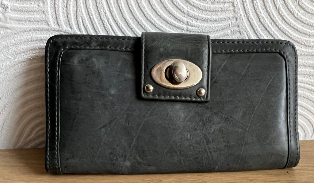 Anna van Toor. Leren grijze portemonnee., Sieraden, Tassen en Uiterlijk, Portemonnees, Ophalen of Verzenden, Zo goed als nieuw