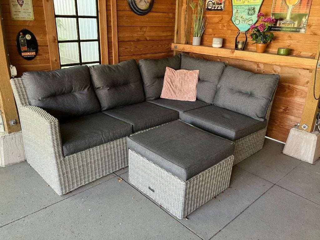 Loungeset, Ophalen, 4 zitplaatsen, Kunststof, Bank