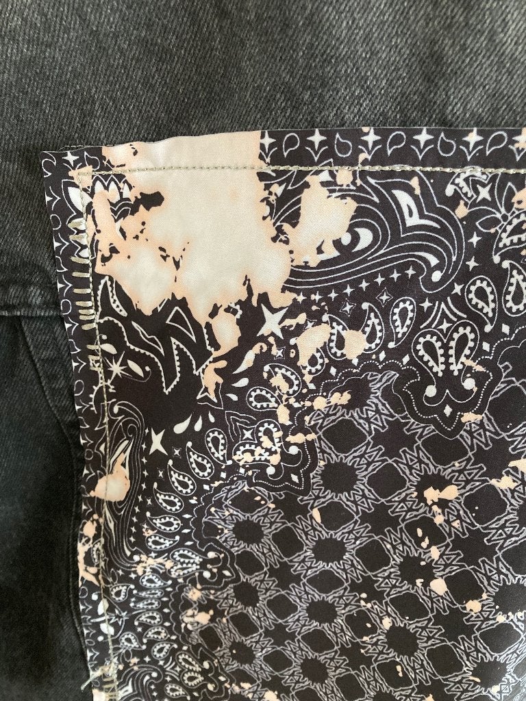 Amiri Spijkerjack met bandana-print jeans jas t-shirt broek, Zwart, Maat 56/58 (XL), Ophalen of Verzenden, Zo goed als nieuw