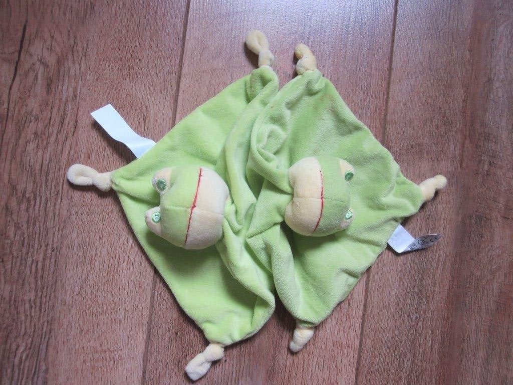 Het Eek 2x groen zacht pluche knuffeldoekjes met kikker, Kinderen en Baby's, Kikker, Overige merken, Overige karakters, Nieuw