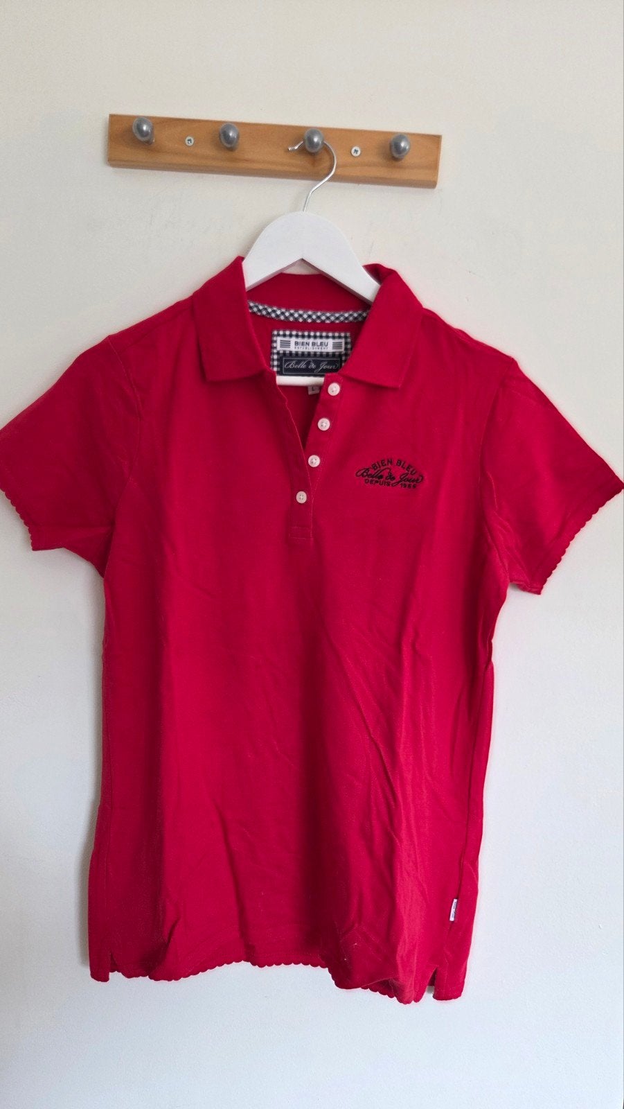 Polo dames (Bien Bleu), maat L, Ophalen of Verzenden, Zo goed als nieuw, Korte mouw, Rood