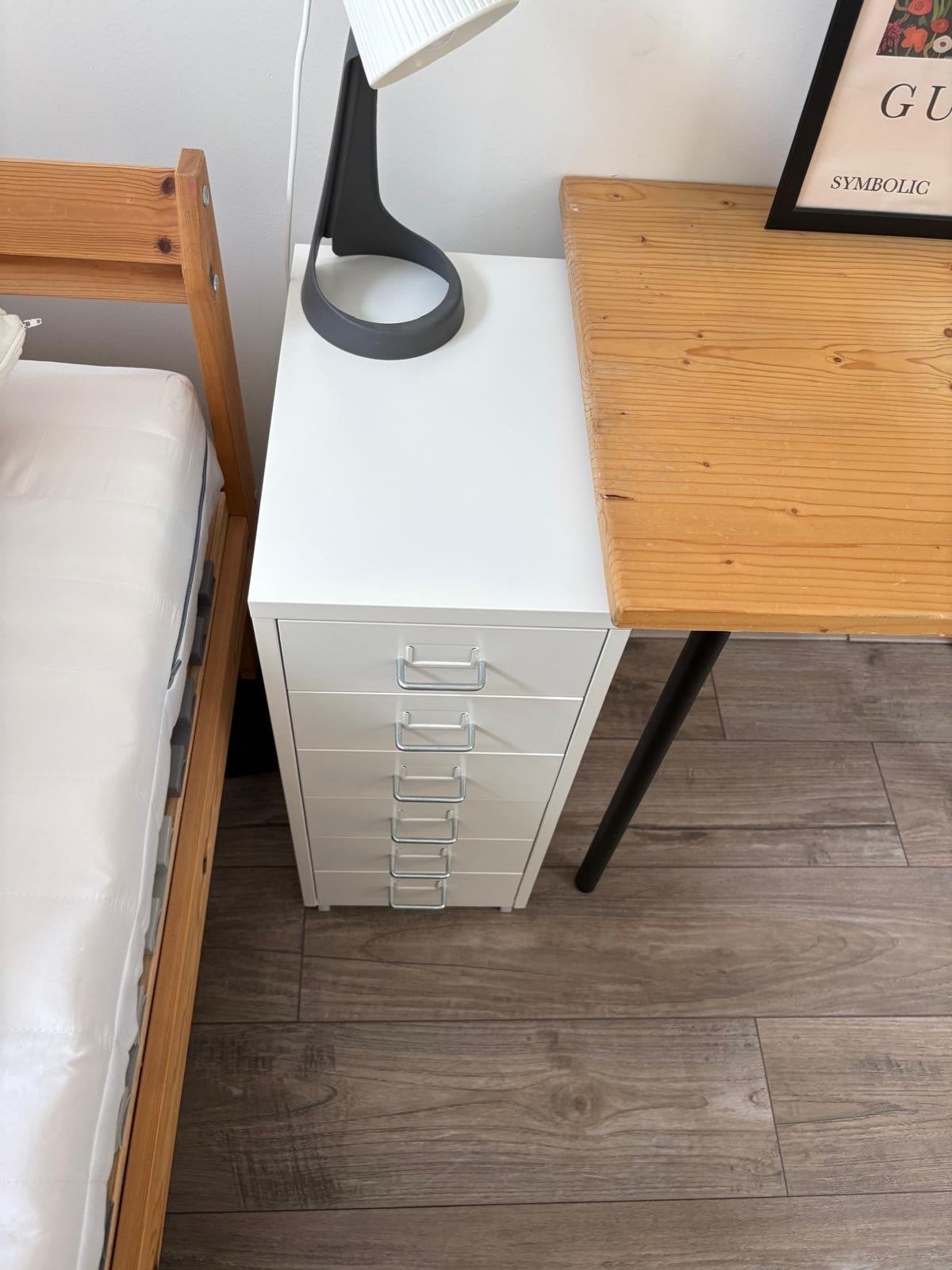 Witte ladekast met 6 laden - Ideaal voor kantoor of slaapkam, Ophalen, Minder dan 50 cm, Gebruikt, 5 laden of meer