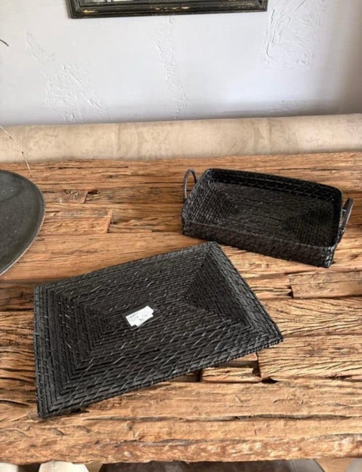Colmore zwart rotan dienblad met 2 placemats NIEUW, Huis en Inrichting, Ophalen of Verzenden, Zo goed als nieuw
