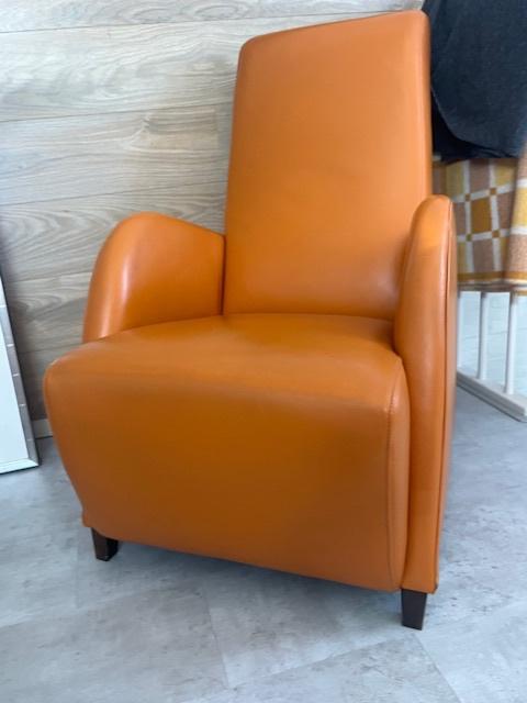 lederen stoel, Huis en Inrichting, Fauteuils, Ophalen, Minder dan 75 cm, Leer, Zo goed als nieuw