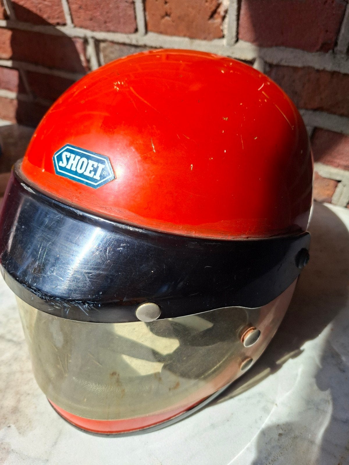 Vintage SHOEI T8133 Bromfiets Helm uit 1977, Fietsen en Brommers, Brommerhelmen, Ophalen of Verzenden, Gebruikt, Medium, SHOEI