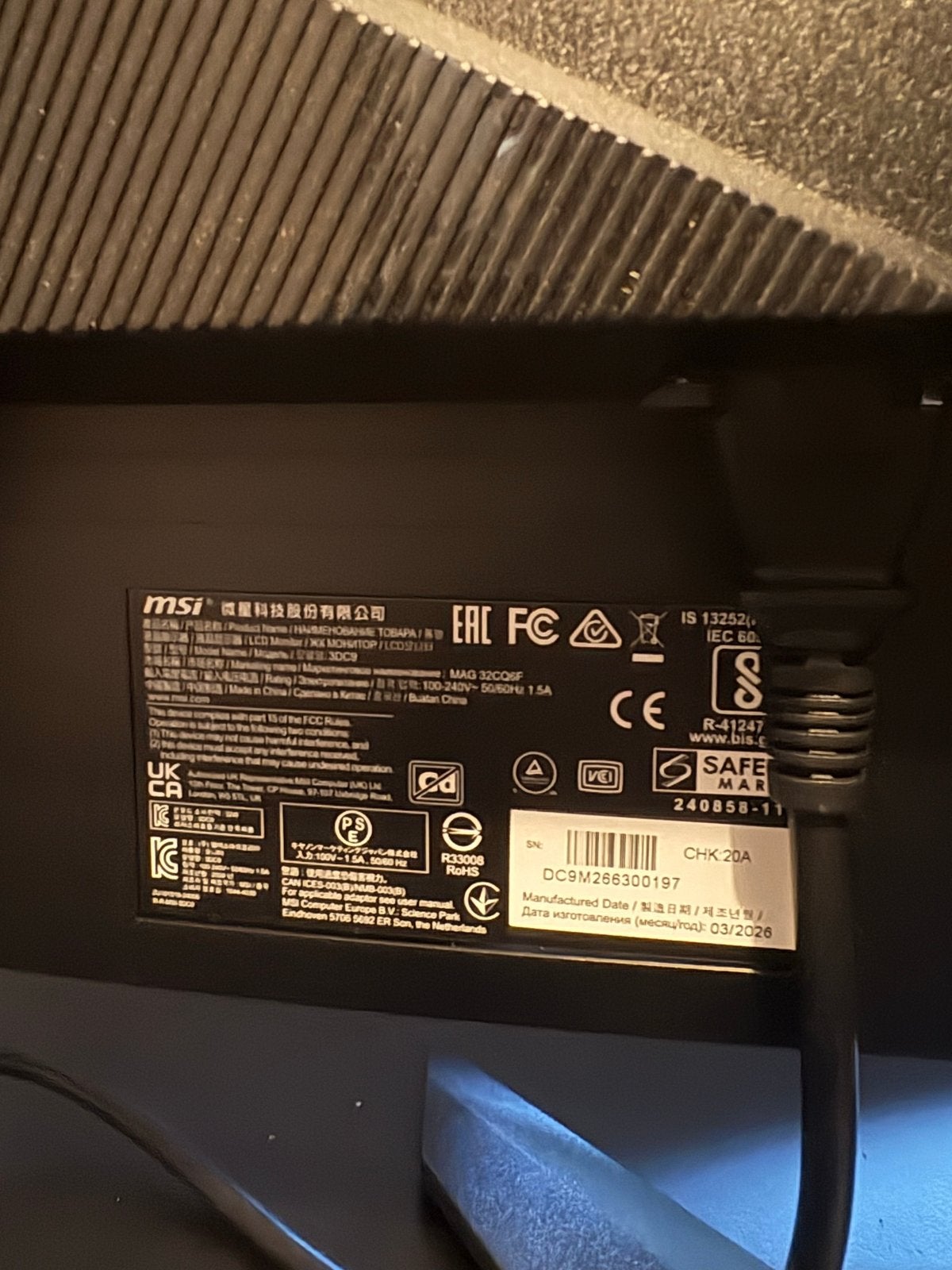 MSI MAG322CQR 32 inch Curved Gaming Monitor (2 maanden oud), Gaming, Curved, VA, Ophalen of Verzenden