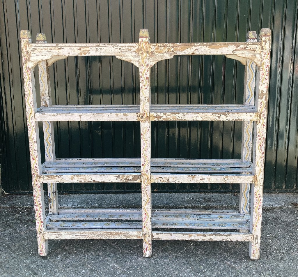Brocante houten open kast - rek - boekenkast / beschilderd, Antiek en Kunst, Ophalen