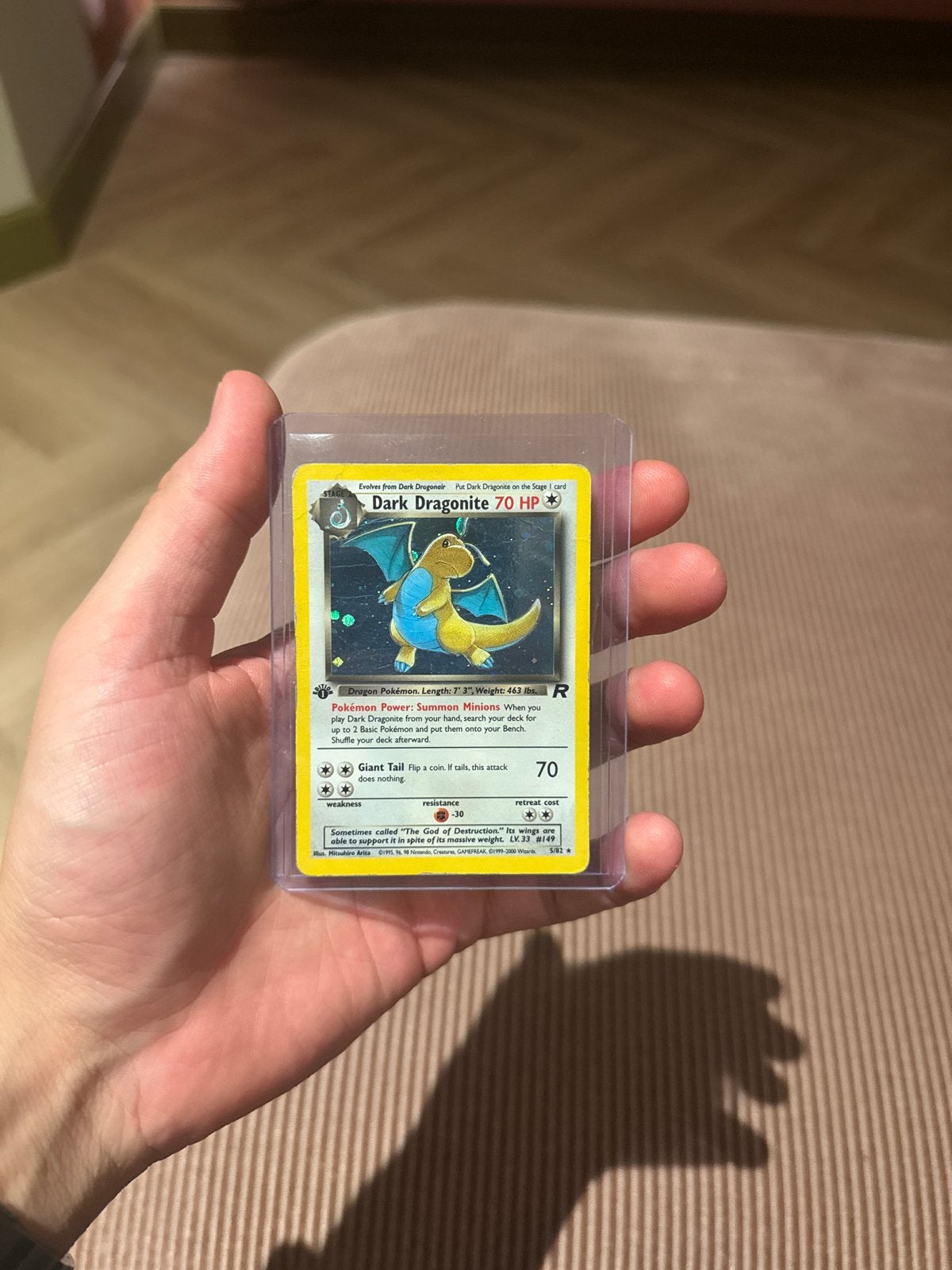 Dark Dragonite 1st Edition 5/82 - Pokémon  Team rocket 2000, Ophalen of Verzenden, Gebruikt, Losse kaart