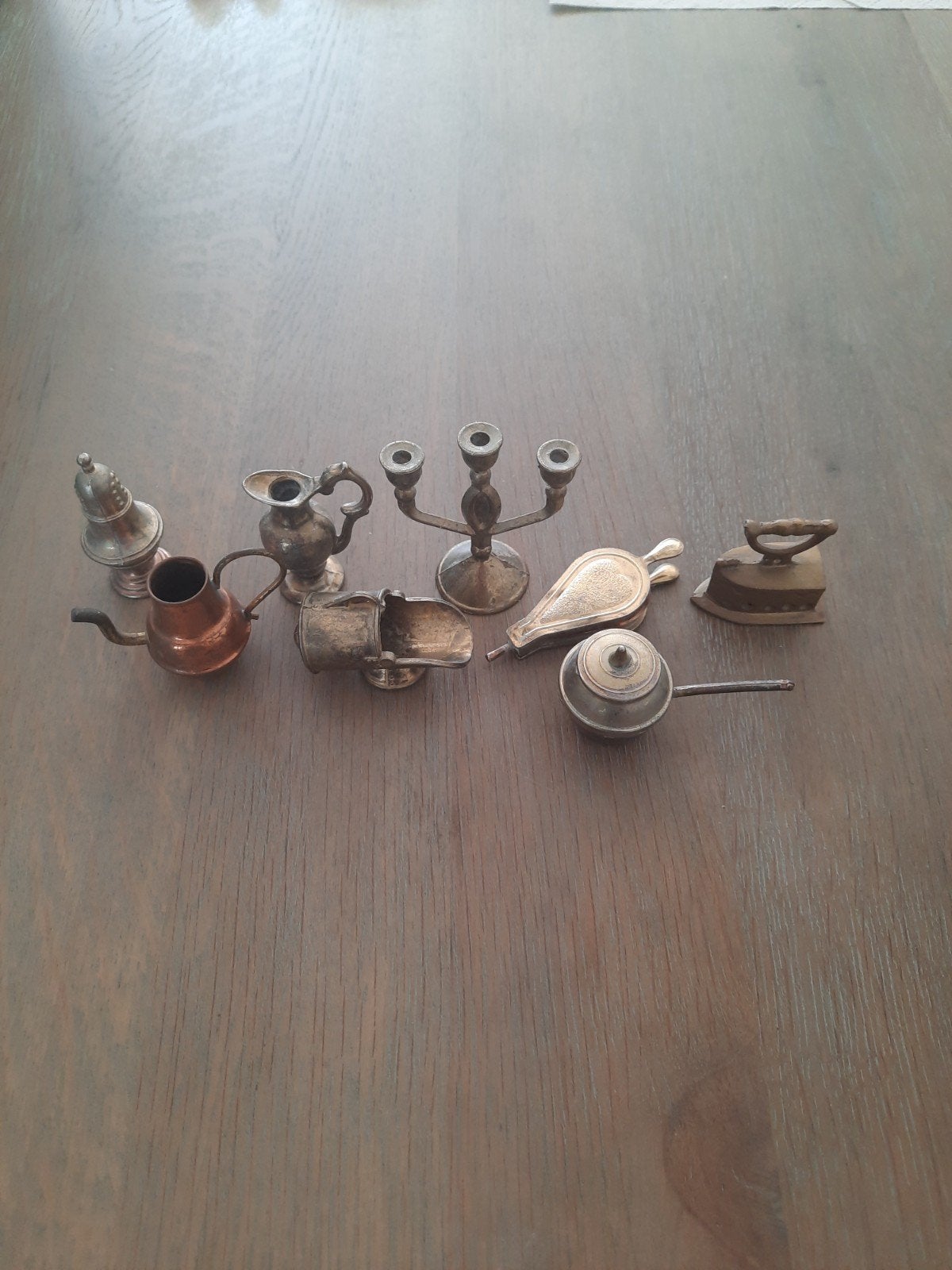 Set van 8 vintage koperen en tinnen miniaturen, Antiek en Kunst, Ophalen of Verzenden, Koper