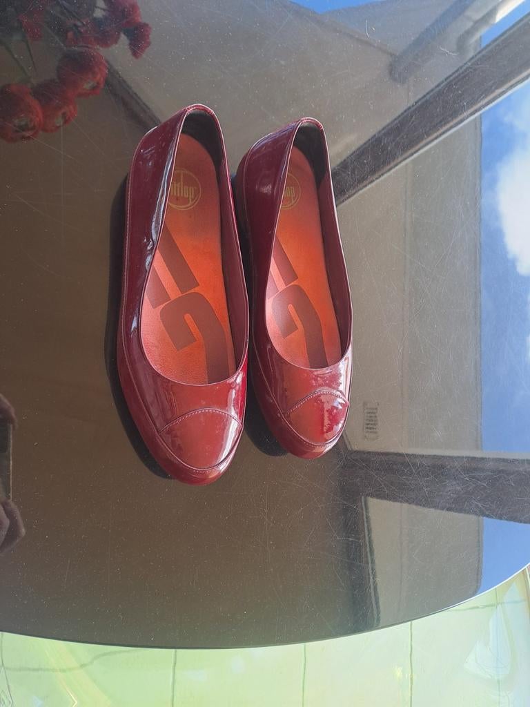 FITFLOP 41 donkerrode lakschoenen - Zo goed als nieuw, Zo goed als nieuw, FITFLOP, Rood, Ballerina's
