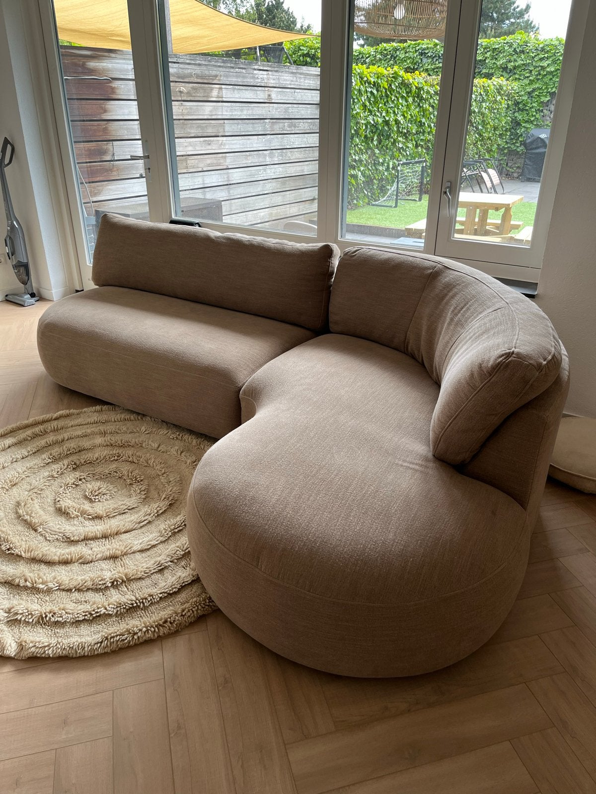 KARWEI Hoekbank Ace taupe stof met verlenging rechts, 250 tot 300 cm, 100 tot 125 cm, Hoekbank, Ophalen of Verzenden
