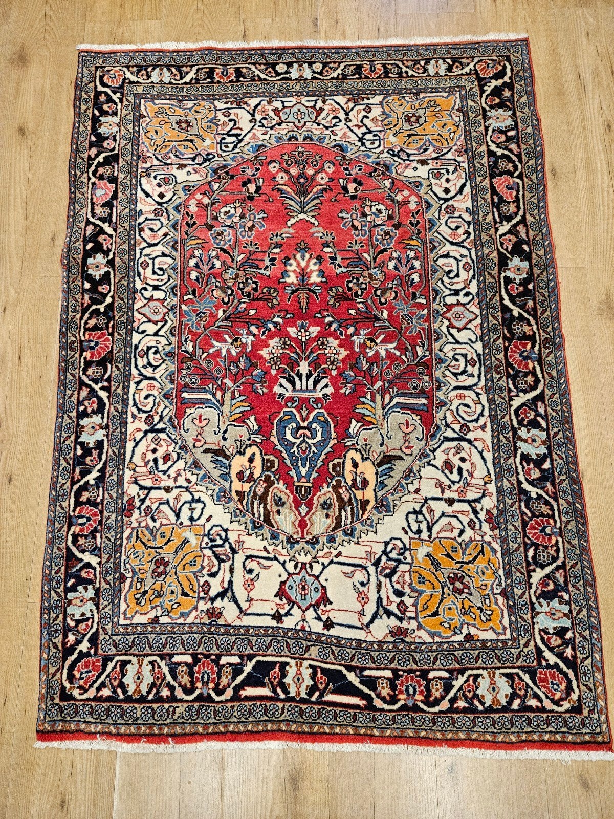Vintage handgeknoopt perzisch tapijt bidjar 155x110, Info@SlatsAntiek.nl, Tweedehands, 100 tot 150 cm, Perzisch