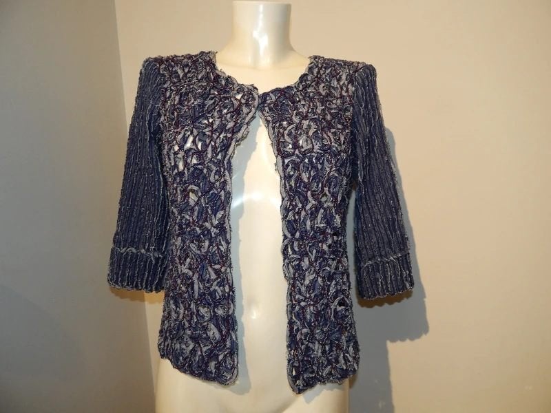 Save the Queen vest jasje open gewerkt glinster draad M, Maat 38/40 (M), Save the Queen, Zo goed als nieuw, Meerkleurig